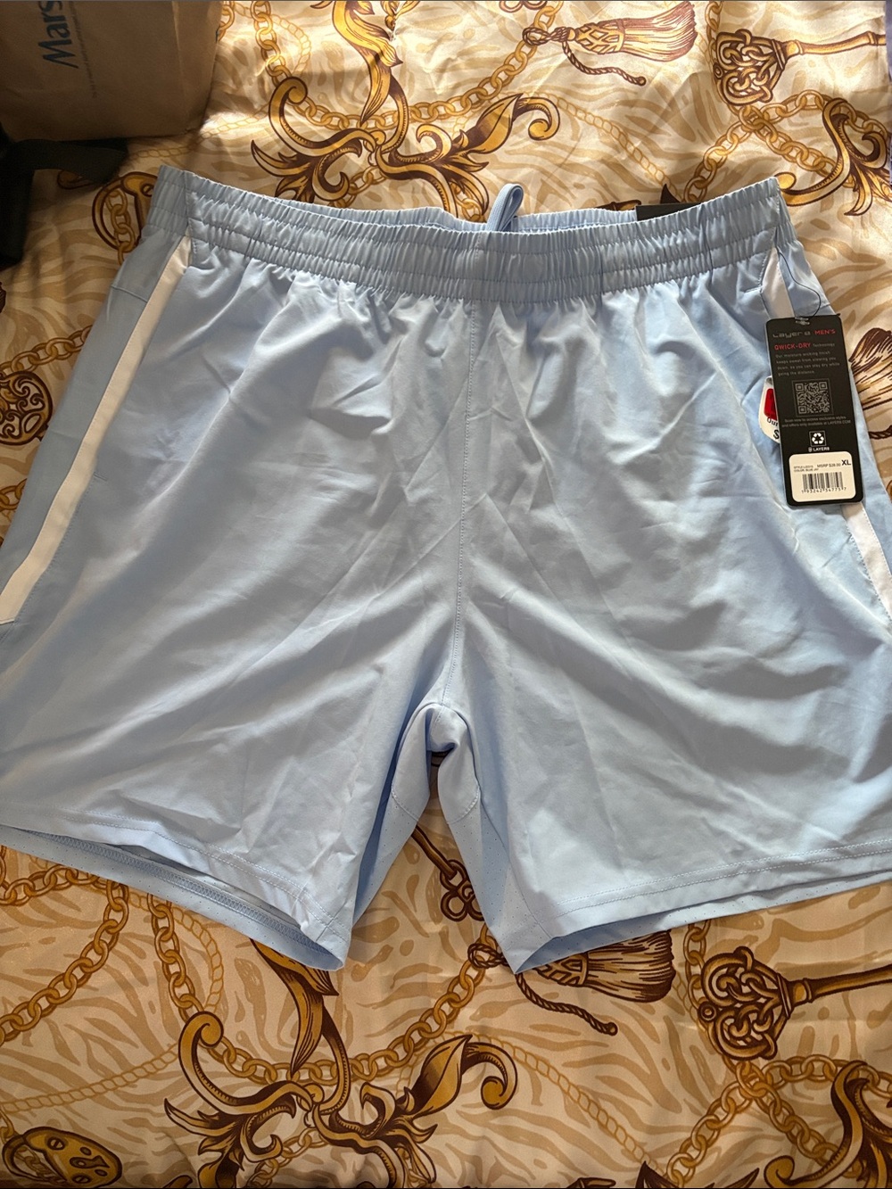 Layer 8 Light Blue Athletic Shorts with White Stripe